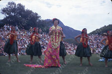 Sl57  Original Slide 1970's Hawaii traditional dancers grass skirt 763a picture