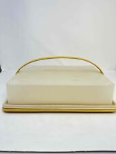 Vintage Tupperware Sheet Cake Carrier w/ Lid and handle 624-14 Harvest Gold 9x13 picture