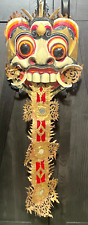 Vintage Authentic Rangda Bali Mask Indonesian Folk Art Handcrafted Wooden Paper picture
