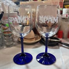 Spam Wine Glass-Pair Of 2-Blue Base-Rare Unique Collectable Vintage~~7” picture