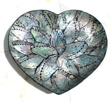UNIQUE MOTHER OF PEARL PAUA BOWL Heart Shaped picture