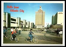 Atlantic City NJ Boardwalk Bicycle Riders Greetings Continental Postcard  cl2 picture
