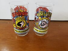 Set of 2 Popeye Popeye's Fried Chicken 10th Anniversary Drinking Glasses 1982 picture