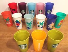 14 Assorted STARBUCK Plastic Cups - Nine 12oz & Five 24 oz. -SEE PHOTOS picture