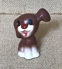 Vintage Japan Kitsch Porcelain Chocolate Brown White Happy Puppy Dog Figurine picture