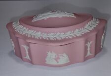 Vintage WEDGEWOOD Made In England Pink Covered Oval Trinket Box picture