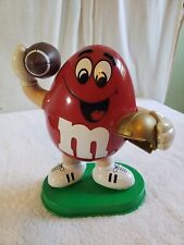 Vintage 1995 M&M's Red Peanut Football Player with Gold Helmet Candy Dispenser picture