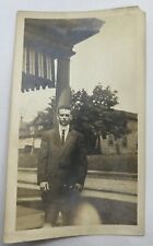 Antique Photo 1910s Exceedingly Tall Dark & Handsome Man picture