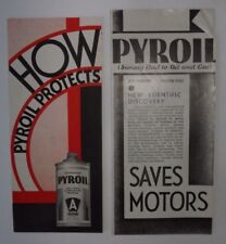 Lot Of 2 Vintage 1932 & 1934 Pyroil Motor Oil Advertising Brochure Pamphlet picture