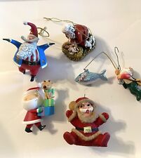 Lot Of 5 Santa Clause Ornaments Vtg And Modern picture
