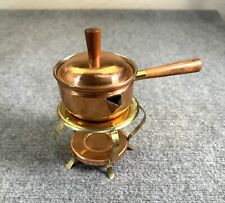Vintage Copper, Brass, & Wood Warming Pot Made In Portugal Small 1.5 Cups picture