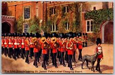 Vtg London England Irish Guard Leaving St James Palace Changing Guard Postcard picture