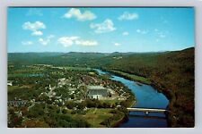 Windsor VT-Vermont, Aerial Covered Bridge Connecticut River Vintage Postcard picture