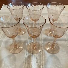 Vintage Pink Depression Swirl Glass Sherry/Cordial Glasses: Set Of 6 picture
