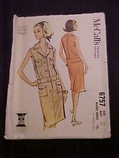 1963 McCall's Front Button Dress w/ Patch Pockets Pattern 6757 picture