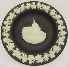 Wedgwood Black Jasperware Round Landmark Capitol Decorative Plate Matte England picture