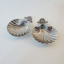 Vintage Pair 2 Silver Clam Shell Footed Dish England Plated Sheffield Bell Mark picture