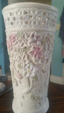 Beautiful Victorian 8 Inch Ceramic Scroll & Floral Design Vase picture