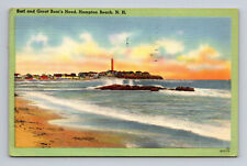 Surf Great & Boars Head Hampton Beach NH New Hampshire Linen Postcard Tichnor picture