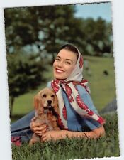 Postcard Beautiful Woman with her Dog picture