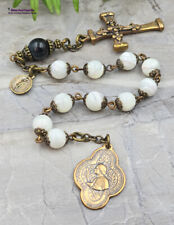 Joan of Arc Antique-Style Chaplet-White MOP & Bronze Prayer Beads picture