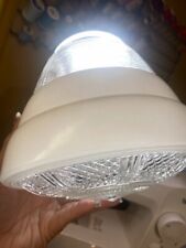  Vintage White & Clear Pressed Glass Ceiling Light Fixture Globe Shade Art Deco picture