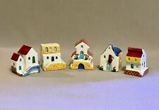 Charming Vintage 5-Piece Hand Made & Painted Miniature Ceramic Greek Village picture
