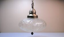 MCM Mid Century Modern Crackle Glass Ceiling Light Fixture picture