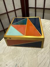Sagebrook Home trinket jewelry box lacquered enameled metal trim picture