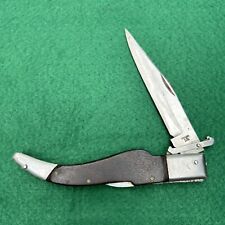 Vintage Swing Guard Folding Knife Japan Wood Single Blade Lockback Wolf Fox picture