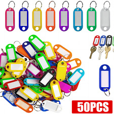 10-100pcs New Plastic Key Tags Luggage ID Card Name Label Keychain Metal Keyring picture