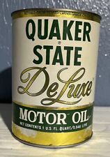 Vintage Quaker State DeLuxe 10W 40 HD Motor Oil 1 Quart Can *FULL* picture