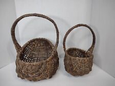 2 Antique Vtg Hand-Woven Egg Gathering Baskets  Primitive Rustic❗ picture