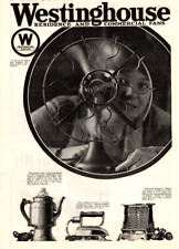 1918 WESTINGHOUSE FANS 2 PG PRINT AD, PERCOLATOR, IRON, VTG APPLIANCE PRINT AD picture
