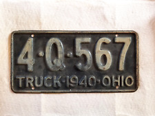 Ohio 1940 Black Metal Expired Truck License Plate 4 Q 567 Man Cave VTG picture
