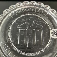 Sudbury Town Hall Art Glass VTG Massachusetts Pairpoint Lead Crystal Cup Plate picture