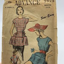 Vintage 1950s Sewing Pattern Smock Advance Apron Medium 14-16 Unprinted picture