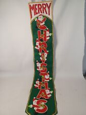 Vintage Bucilla Sequin Felt Santa Merry Christmas Banner picture