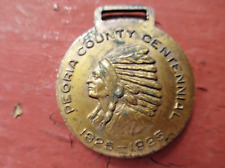 1825-1925 Peoria County Centennial brass Medal featuring Peoria Chief, Illinois picture