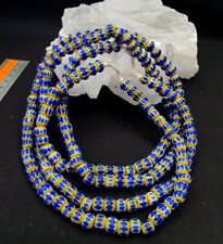 Tiny Blue  and Yellow Chevrons venetian Beads African Necklace 8.5mm picture