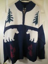 LAND'S END Mens Shetland Wool Full Zip POLAR BEAR Sweater Size XL 46-48 picture
