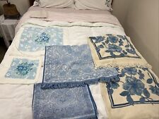 Lot of 6  Vintage , Hand Towels Wash Cloth Blue picture