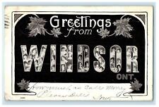 1912 Greetings from Windsor Ontario Canada CA Antique Postcard picture