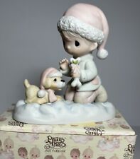 1980 Wishing You A Season Filled With Joy Precious Moments Figurine Boy Dog Vntg picture