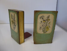 Vintage BORGHESE Plaster Metal Botanical Flowers Book Ends Made in Italy picture