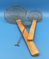 Lot Of 3 Vintage Brass/Bamboo Spider Strainers picture