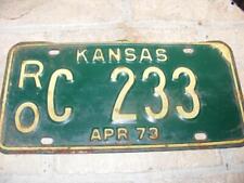 1973 KANSAS STATE LICENSE PLATE CAR TAG,  RO C 233 ROOKS COUNTY KS YEAR 73 picture