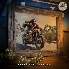 Sasquatch Bigfoot Art Print Sturgis Rally Motorcycle Wall Decor Gift for Biker picture