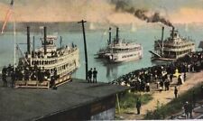 Boats on the River at the Foot of Main Street Kansas City MO Postcard People picture