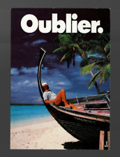 Vintage 1989 Amorimage French Postcard Oblier Forget Man Beach Boat Vacation picture